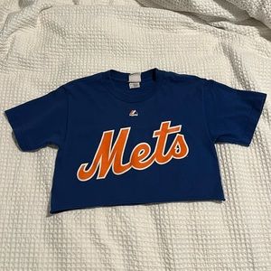 New York Mets Cropped T-Shirt Royal Blue Size S